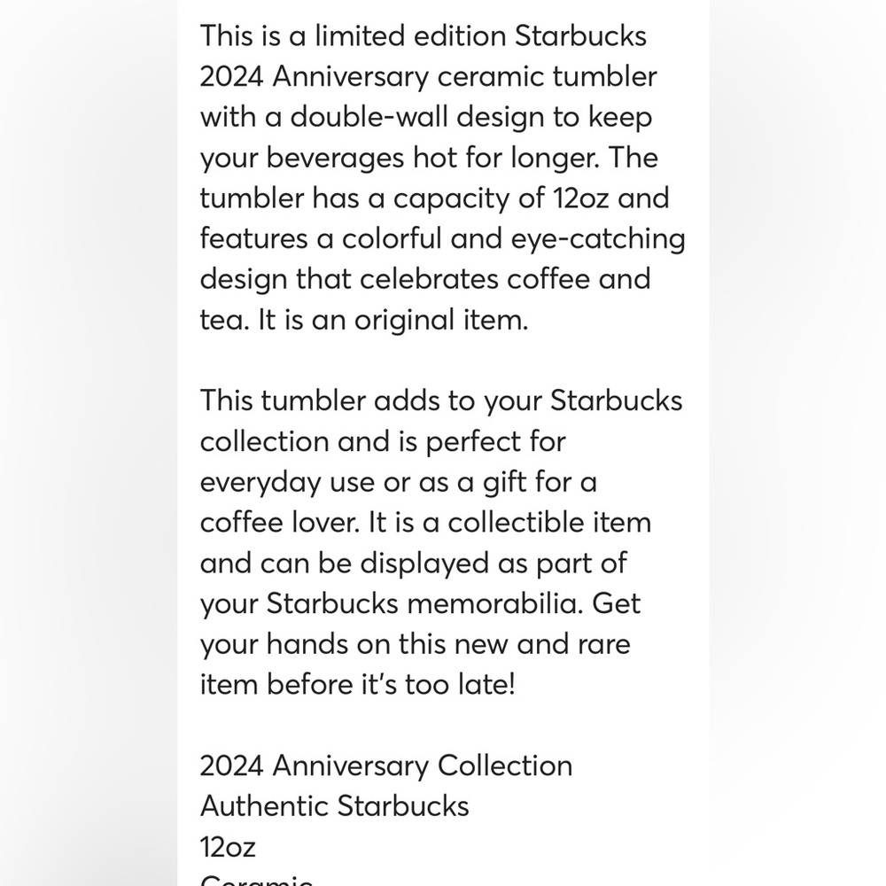 Starbucks Anniversary Ceramic Travel Cup - Picture 4 of 4